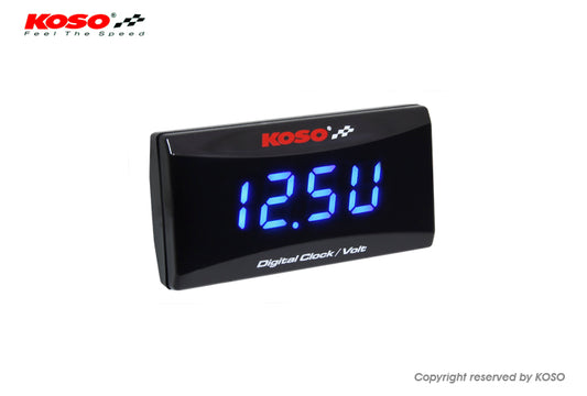 WATERPROOF VOLTMETER AND CLOCK SUPER SLIM MODEL (BLUE BACKLIGHT) (EL) 