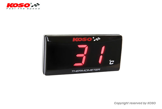 WATERPROOF TEMPERATURE GAUGE (THERMOMETER) ENGINE SUPER SLIM DISPLAY COLOR RED (EL) 