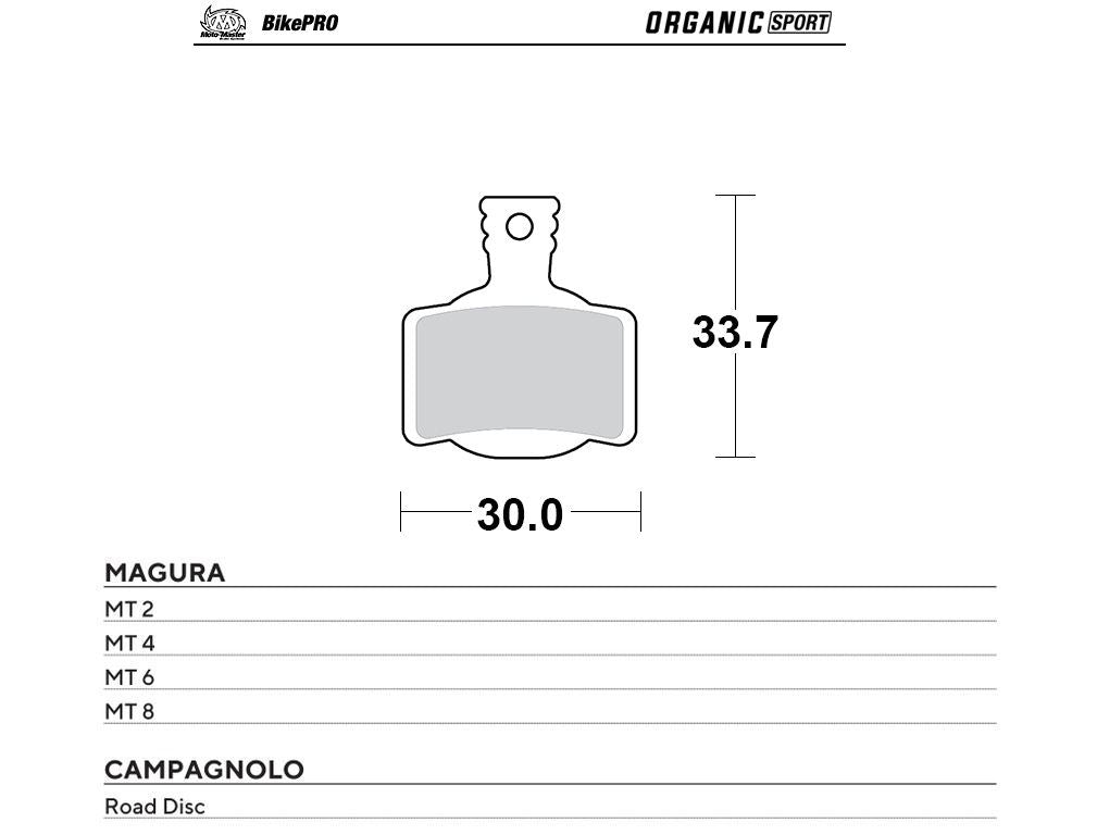 BIKE PRO BICYCLE BRAKE PADS ORGANIC SPORT FITS MAGURA MT6/4/8/2, CAMPAGNOLO ROAD DISC