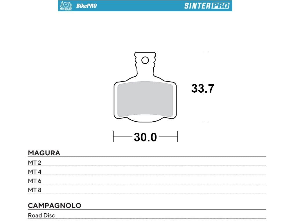 BIKE PRO BICYCLE BRAKE PADS SINTER PRO METALLIC FITS MAGURA MT4/6/8/2, CAMPAGNOLO ROAD DISC