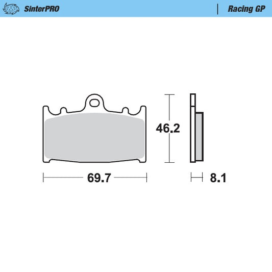 BRAKE PADS KH158 SINTER METALLIC RACING:12 (SINTERPRO SERIES RACING GP) 4-PISTON CALIPER SM (210102/210030) YAMAHA/KAWASAKI/KTM/BETA