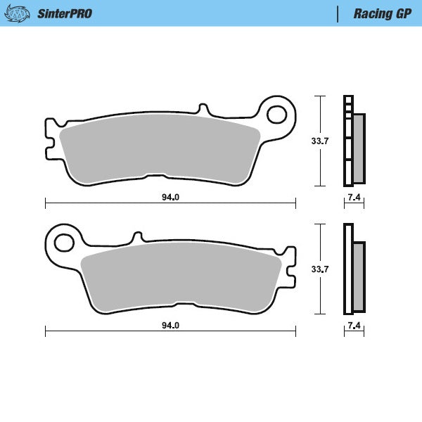 BRAKE PADS SINTER METALLIC RACING:12 (SINTERPRO SERIES RACING GP) FRONT YAMAHA WR/YZ250F/450F '21-, YZ450FX '21-, YZ250 '22-, FANTIC XX125, XEX250 '22-, XXF/XEF250/450 '22-