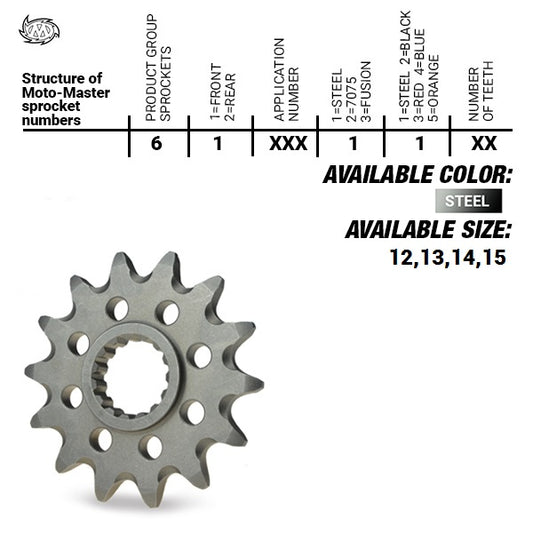 FRONT SPROCKET 2141-13 (JTF1565.13) YAMAHA YFZ450 '04-'13, KAWASAKI KXF450 '06-'20, KLX450R '07-'20