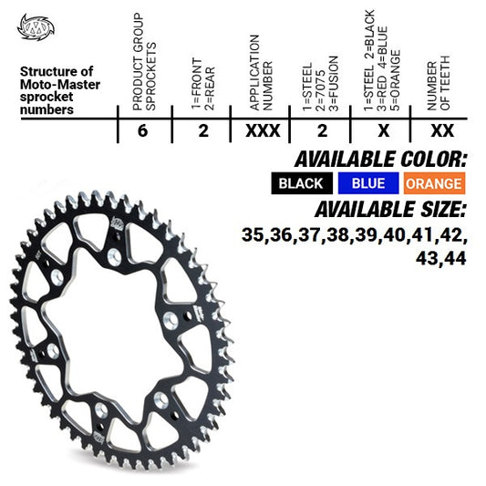 REAR SPROCKET ALUMINIUM T7075 (ERGAL) 4644-41 BLACK SX50/SX-E5 MINI '02-, EE5 '19- HUSQVARNA, GASGAS MC50/MC-E '21- (CHAIN 415)