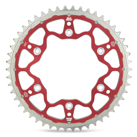 REAR SPROCKET DUAL RING (STEEL/ALUMINIUM) 289-50 RED BETA RR '13-'25, HONDA CR/CRF '83-'25 (JTR210.50) (CHAIN 520)