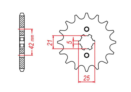 FRONT SPROCKET 569 13 YAMAHA YZ250 77-98, KAWASAKI KX250 87-98 (JTF569.13) (CHAIN 520) 