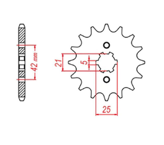 FRONT SPROCKET 569 16 YAMAHA XV250 89-15 (+2), XVS250 08-17, XV250 89-94 (JTF569.16) (CHAIN 520) 