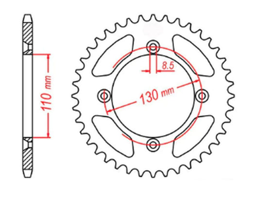 REAR SPROCKET 4306 49 HONDA CR80/85 85-07 (JTR215.49) (CHAIN 420) 