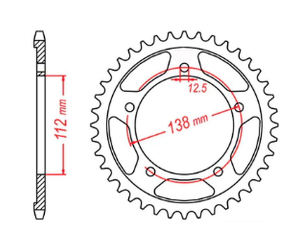 REAR SPROCKET 4350 44 HONDA VT600C SHADOW 90-07 (JTR1332.44) (CHAIN 525) 
