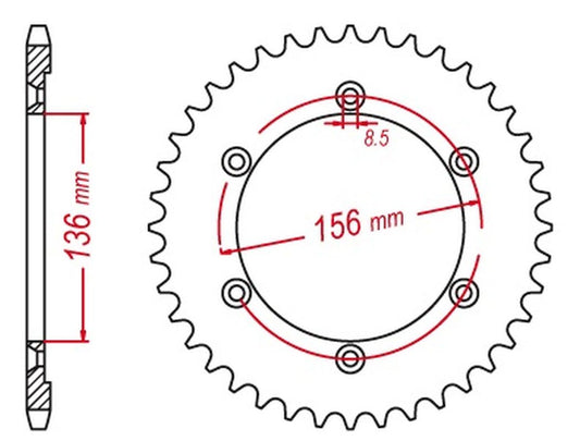 REAR SPROCKET 4365 43 SUZUKI DR650SE 96-12 (JTR1791.43) (CHAIN 525) 