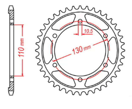 REAR SPROCKET 4385 46 SUZUKI GSX-R750 11-19, GSX-R1000 17-19, YAMAHA MT-09 14-19, XSR900 16-19, R6 06-20 (+1) (JTR1876.46) (CHAIN 525) 