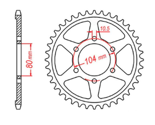 REAR SPROCKET 4542 41 KAWASAKI ZZR1400 06-10 (JTR1493.41) (CHAIN 530) 