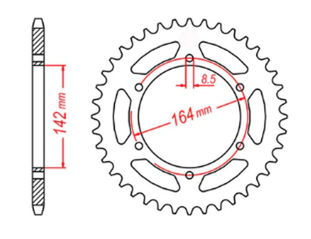 REAR SPROCKET 4589 44 HYOSUNG GT650 04-15 (JTR1074.44) (CHAIN 525) 