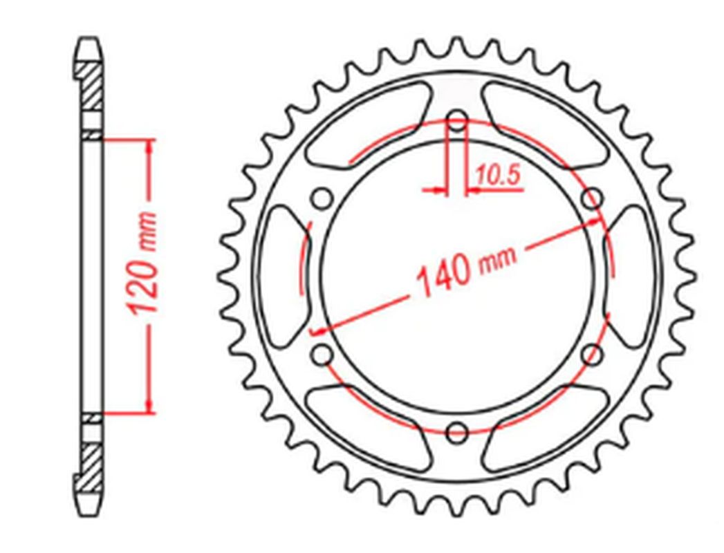 REAR SPROCKET 498 42 KAWASAKI VN800 VULCAN 97-05, VN800 CLASSIC 96-06 (JTR499.42) (CHAIN 530) 