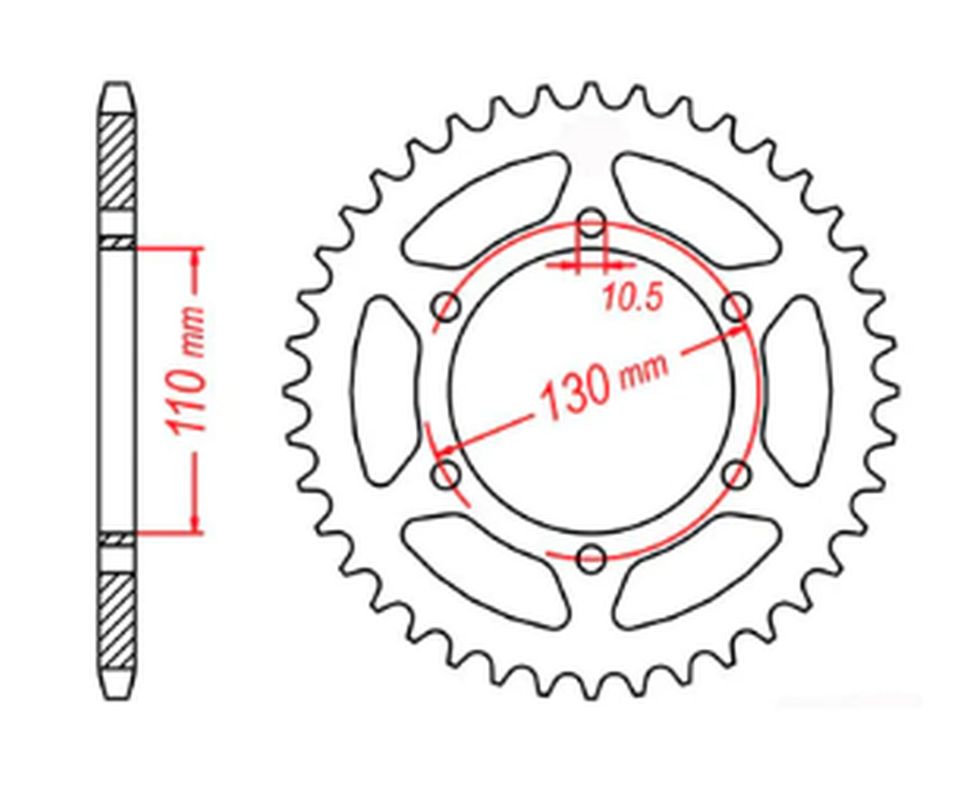 REAR SPROCKET 504 41 KAWASAKI GPZ500S 94-05 (JTR486.41) (CHAIN 520) 