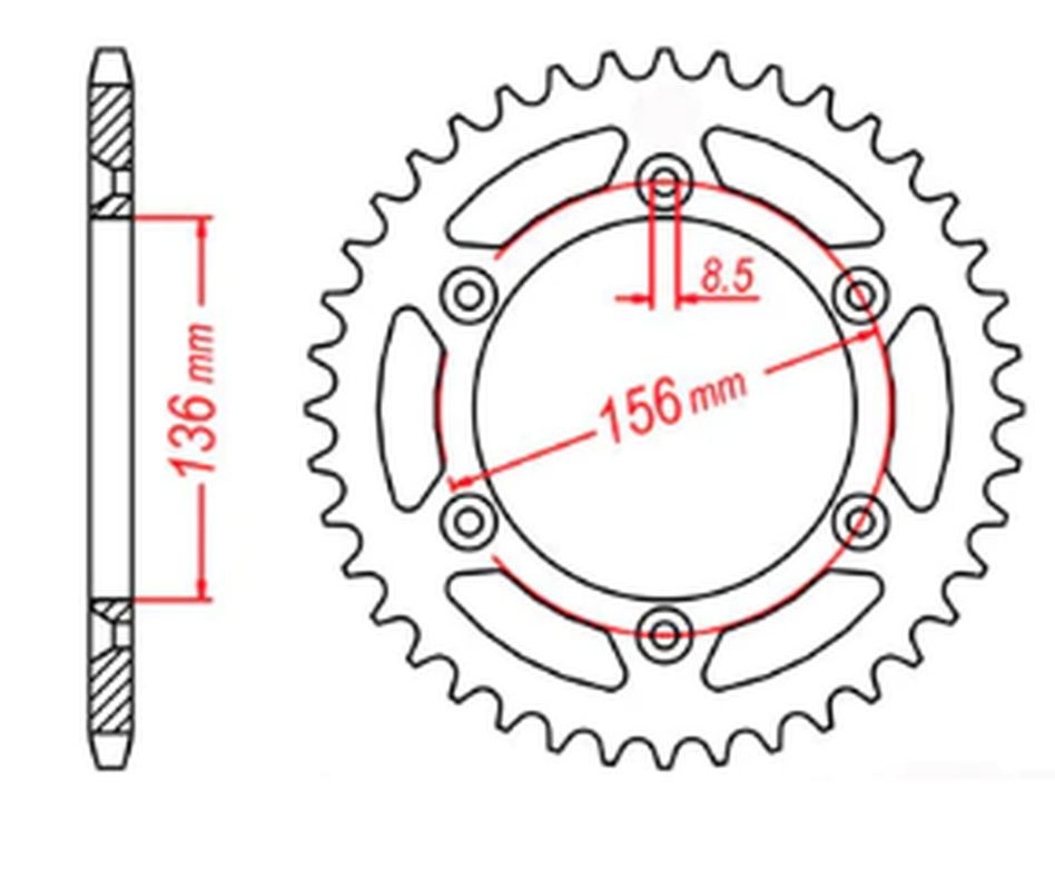 REAR SPROCKET 702 43 HUSQVARNA SM610 08-09, SUZUKI DR350 90-03, RGV250 91-96 (JTR822.43) (CHAIN 520) 
