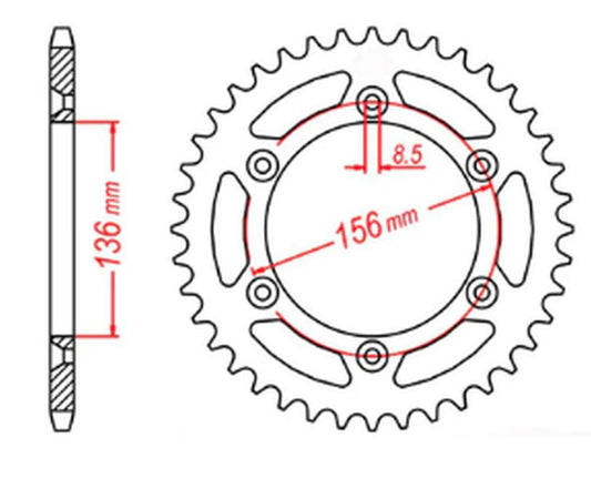 REAR SPROCKET 702 43 HUSQVARNA SM610 08-09, SUZUKI DR350 90-03, RGV250 91-96 (JTR822.43) (CHAIN 520) 