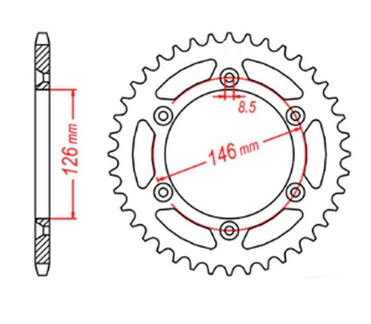 REAR SPROCKET 808 44 SUZUKI RM/RM-Z (JTR808.44) (CHAIN 520) 