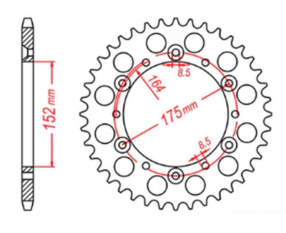 REAR SPROCKET 856 42 YAMAHA TT600S 93-95, YFZ350 BANSHEE 89-06, TT600R 98-03 (JTR853.42) (CHAIN 520) 