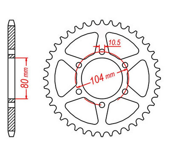 REAR SPROCKET 478 43 KAWASAKI Z750, ZX-6R 05-17 (47843JT) (CHAIN 520) SILVER 