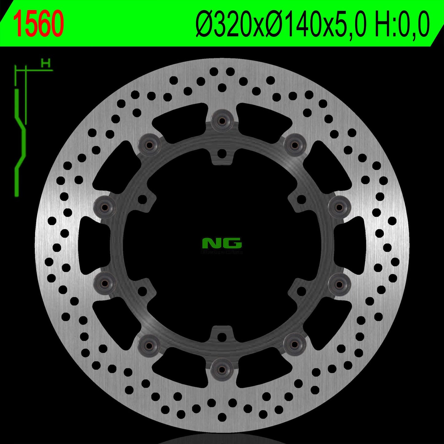 Brake disc (rotor) front APRILIA CAPONORD RALLY 1200 15-17 (320X140X5,0MM) (6X8,5MM) Floating