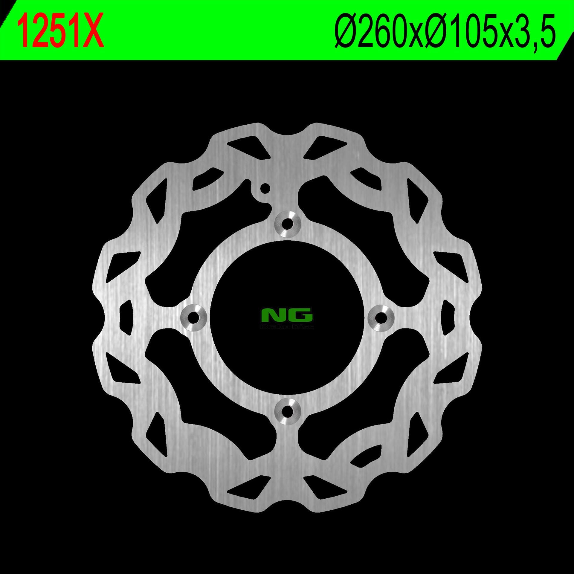 Brake disc (rotor) front BETA 125RR (4T) '08-'22, RR125 (2T)'19-'22, RR50 WAVE (260X105X3.5)