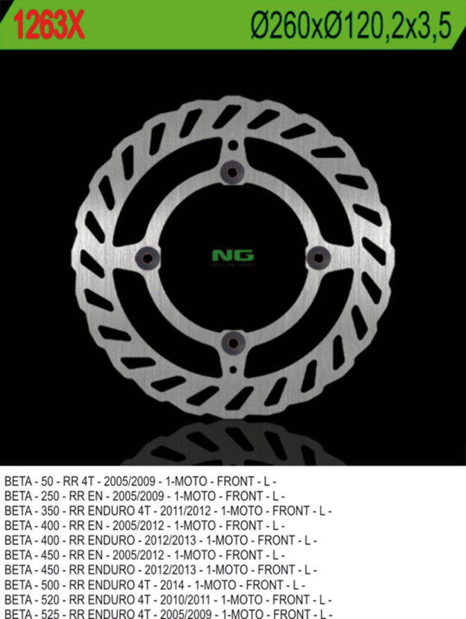 Brake disc (rotor) front BETA 50/350/400/450/498/500 RR ENDURO (260X120,2X3,5) (4X8,5MM) WAVE 4 Holes