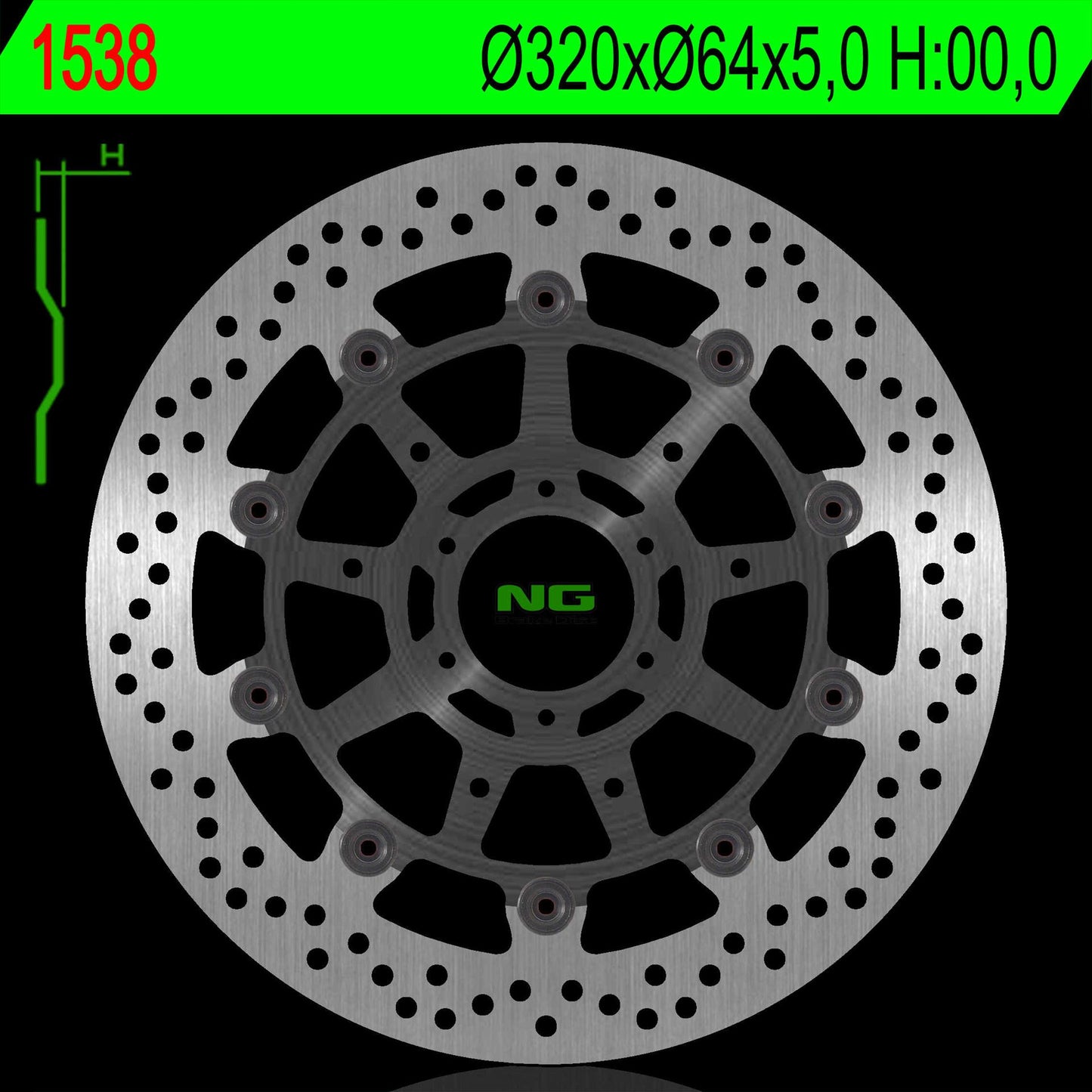 Brake disc (rotor) front BMW S 1000R/RR '13-'20, HP4 '12-'17, S100XR '17-'19 (320X64X5,0MM) (6X8,5MM) Floating