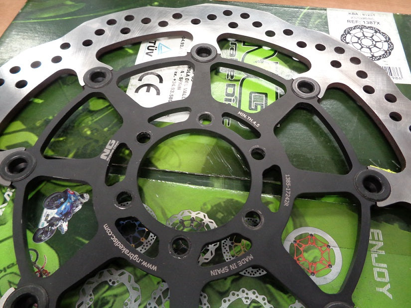 Brake disc (rotor) front BMW S 1000R/RR/XR 13-18, MOTO GUZZI CALIFORNIA 1400 13-18 (320X64X5,0MM) (6X8,5MM) WAVE Floating (ASSEMBLED FOR PRESENTATION - SCREW MARKS)