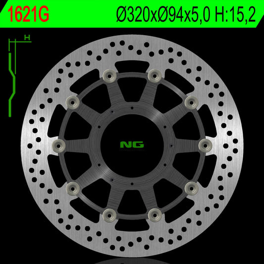 Brake disc (rotor) front HONDA CBR 1000RR 09-16 (ABS) SRODEK ALUMINIOWY (320X94X5,0MM) (6X6,5MM) - Replaces NG1283
