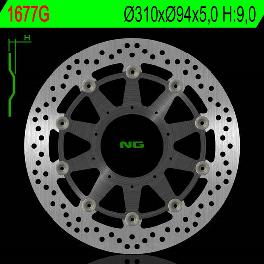 Brake disc (rotor) front HONDA VFR 800X CROSS RUNNER ABS '15-17, VFR 800F ABS '14-'17 (310X94X5) (5X6,5MM) (Indentation 9,0MM) Floating (Aluminium center)