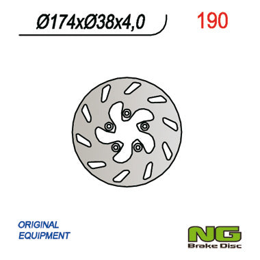 Brake disc (rotor) front ITALJET SKUTER (174x38x4)(5X6,5MM)