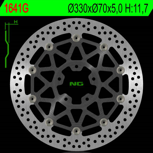 Brake disc (rotor) front KAWASAKI ZX 10R 17-24 (330X70X5,0MM) (5X10,5MM) Floating (Aluminium center)