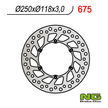 Brake disc (rotor) front SUZUKI RM/RMZ 250/DRZ, YAMAHA YZ/YZF/WR 02-19 (250X118X3) (6X6,5MM) - Replaces NG854
