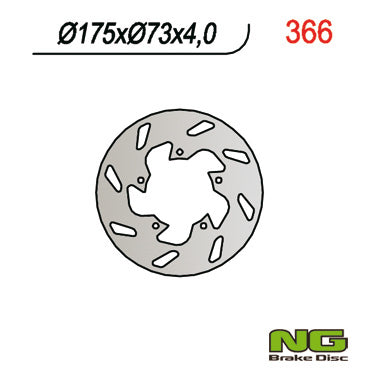 Brake disc (rotor) front/rear GILERA, PIAGGIO (175X73X4) (5X6,5MM)