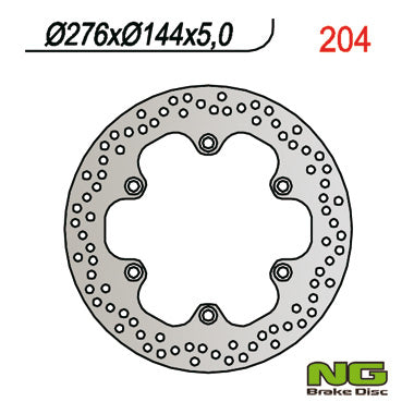 Brake disc (rotor) front/rear HONDA CBR 600F (87-94), XL 600V TRANSALP (87-96), X4 (97-99) NT 650V DEAUVILLE (98-12)CBX /VT/FJS/VF, CBR 125R 03-09, TRIUMH TIGER 900 (93-98) (276X144X5)