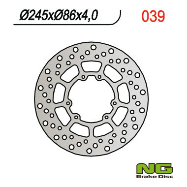 Brake disc (rotor) front YAMAHA XT/XTX 250 '08-21, XT 350 '90-00, YZ 125/250 '89-'91 (245X86X4) (6X6,5MM)