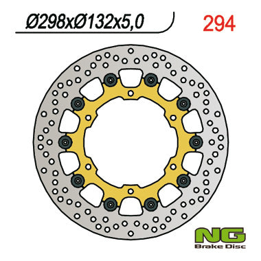 Brake disc (rotor) front YAMAHA YZF R6 99-02, YZF R1 98-03, FZS 1000 01-05, FJR 01, XJR 1300 03-17, XVZ 1300, XV 1600/1700/1900 (298X132X5) (6X8,5) Floating Floating