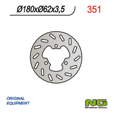 Brake disc (rotor) rear DERBI SENDA 50 '02-'09, APRILIA RX 50 '12'-18, PEUGEOT XP6 (180x62x3,5) (3x10,25mm)