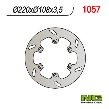 Brake disc (rotor) rear GAS GAS 125/250/300/450 '94-'20 (220X108X3,5) (6X6,5MM)