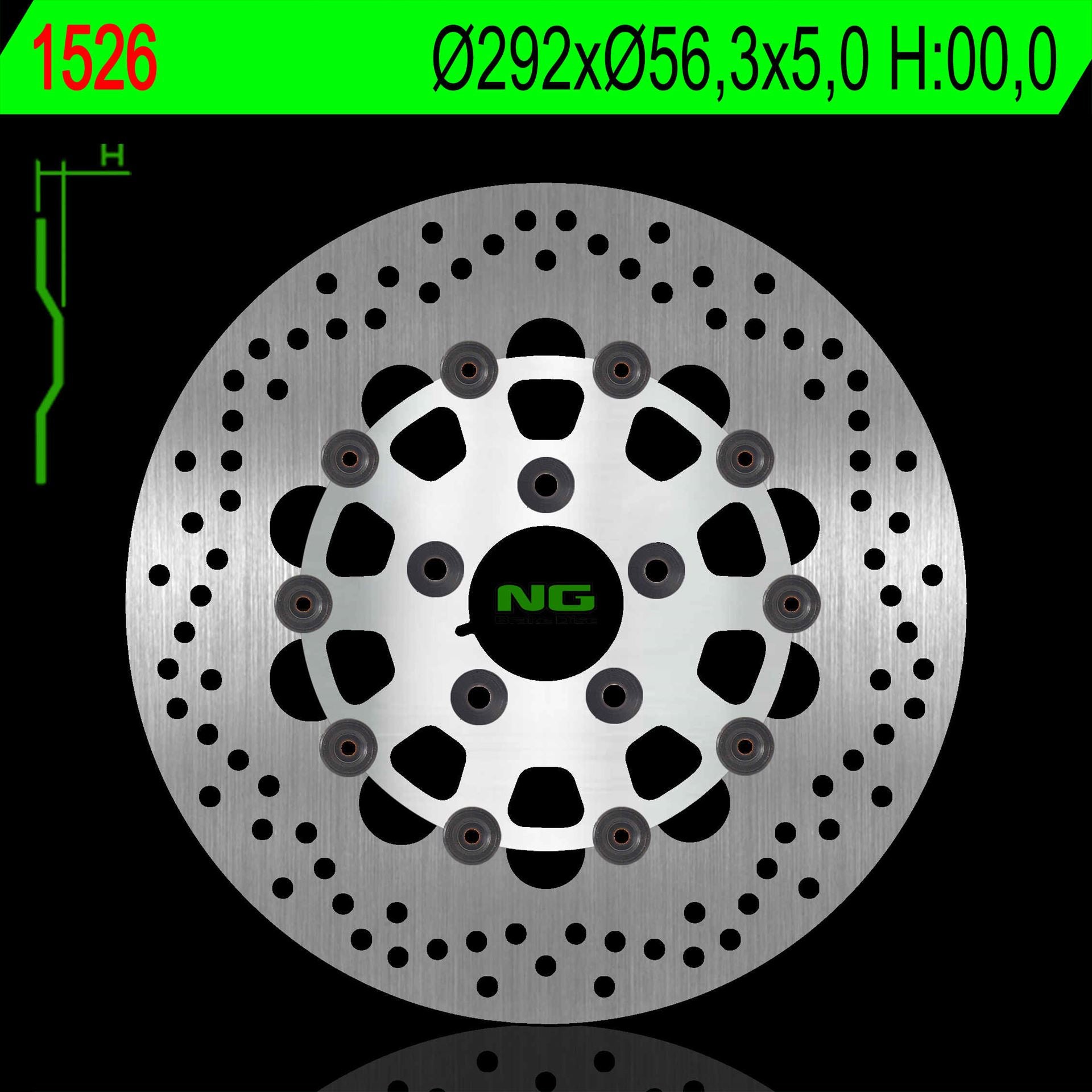 Brake disc (rotor) rear HARLEY DAVIDSON SOFTAIL 1690/1800 12-17, DYNA '00-'17, SPORTSTER '00-'13, TOURING '00'08 Floating (292X56,3X5,0MM) (5X10,5MM)