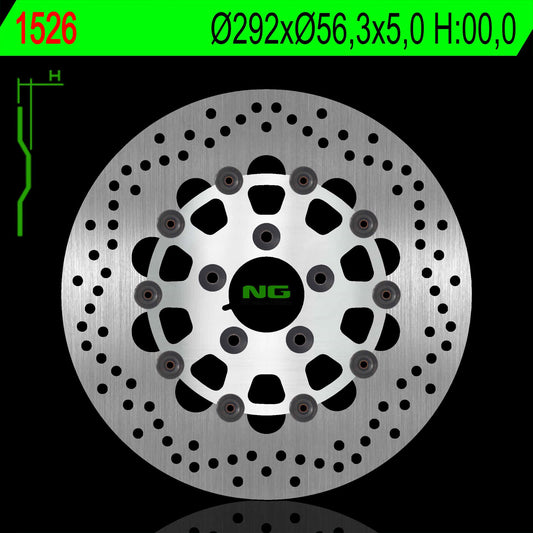 Brake disc (rotor) rear HARLEY DAVIDSON SOFTAIL 1690/1800 12-17, DYNA '00-'17, SPORTSTER '00-'13, TOURING '00'08 Floating (292X56,3X5,0MM) (5X10,5MM)