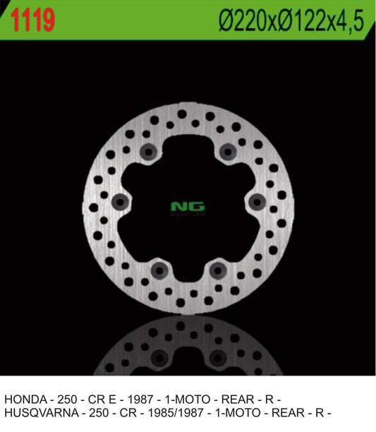 Brake disc (rotor) rear HUSQVARNA CR 250 '85-'87 HONDA CR 250 87 ' (220X122X4,5)