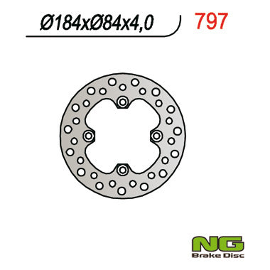 Brake disc (rotor) rear KAWASAKI KX 85 '01-'24 (184X84X4)