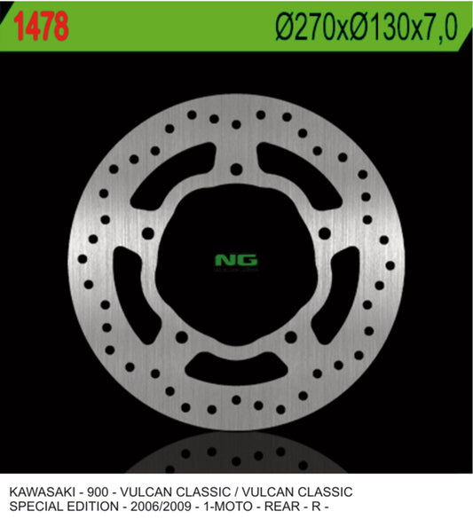 Brake disc (rotor) rear KAWASAKI VN 900 CLASSIC '07-'15, VN 900TOURER '14-'17 (270x130x7,0mm)
