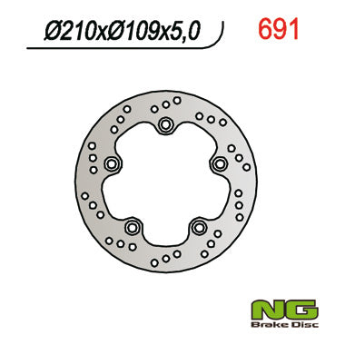 Brake disc (rotor) rear SUZUKI AN 250 98-03, AN 400 98-02 (210x109x5) (5X10,5MM)