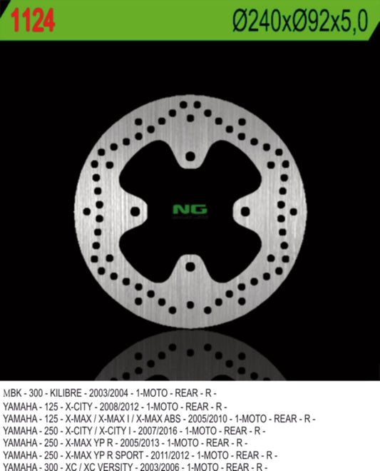 Brake disc (rotor) rear YAMAHA X-CITY 125 08-12, 250 07-17, X-MAX 125/250 05-09 (240X92X5) (4X8,5MM)