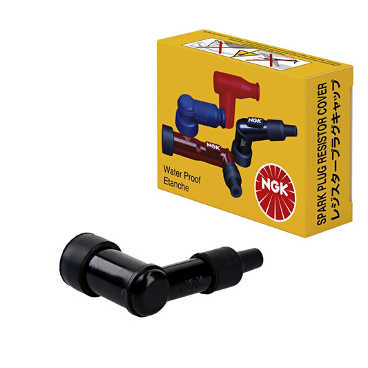 Spark Plug Cap Ebonite Angled (90°) Black w/Nut (No. 6902) 