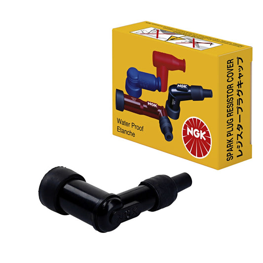 Spark Plug Cap Ebonite Angled (90°) Black w/Nut (No. 8302) 