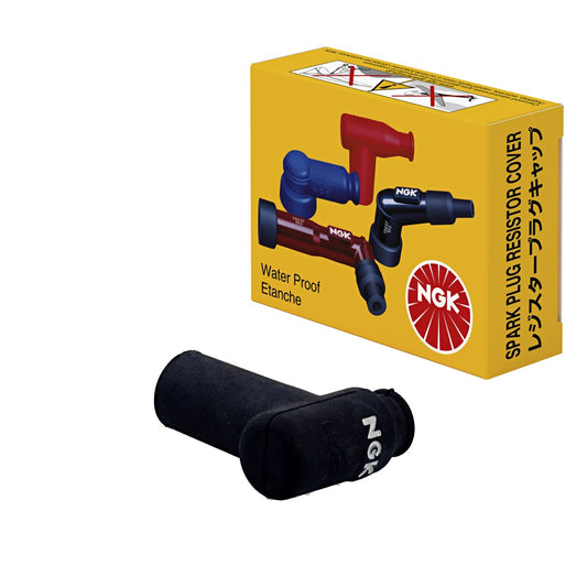 Spark Plug Cap Rubber Angled (90°) Black w/Nut (No. 8338) 